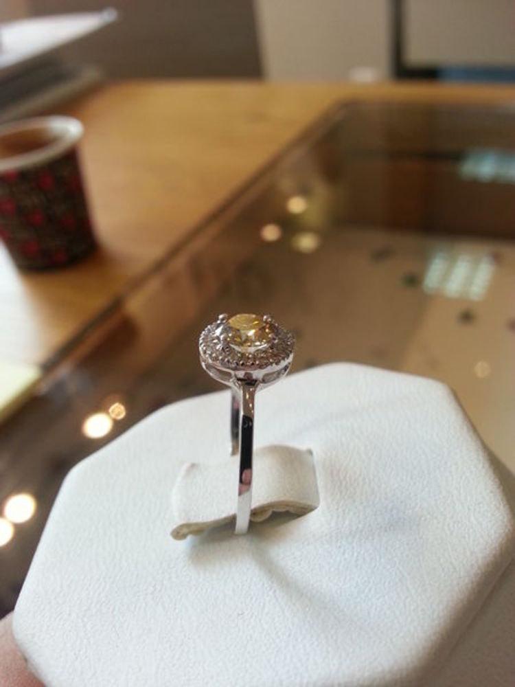 زفاف - Platinum Ring Art deco ring, vintage ring, Fancy yellow engagement ring, vintage jewelry