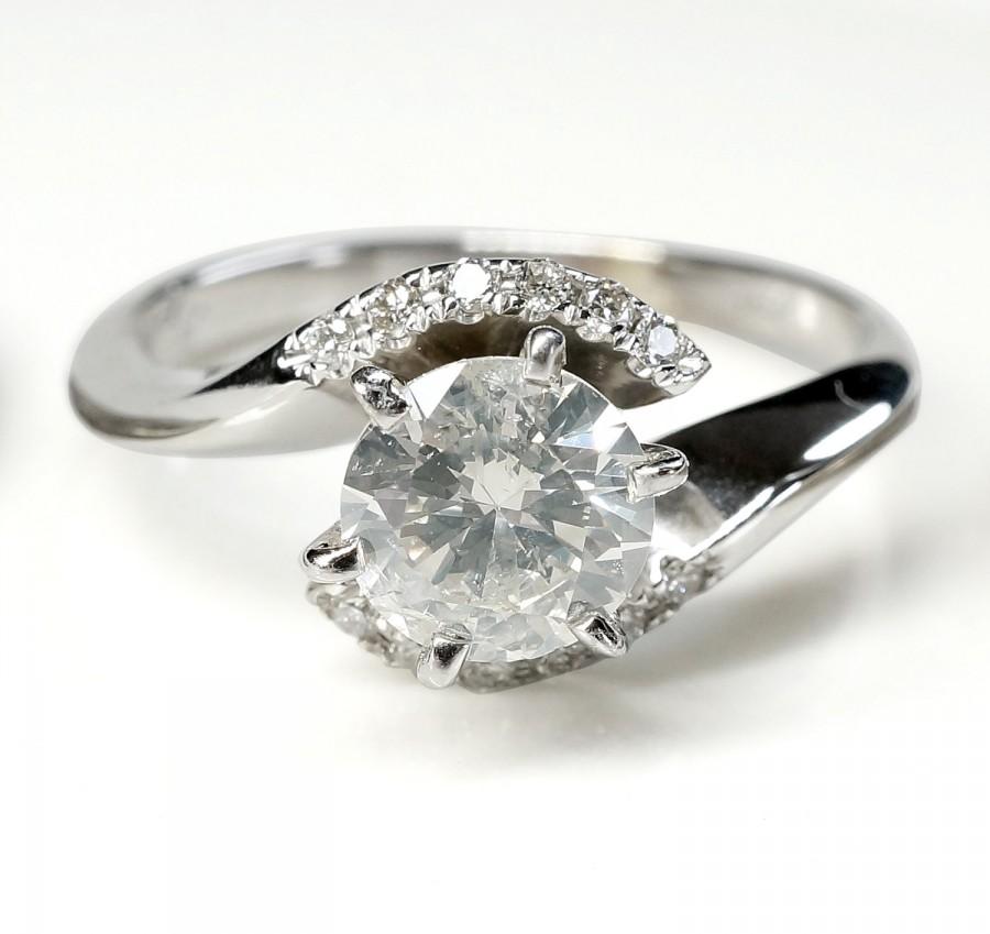 زفاف - ON SALE !!!! 1 carat Engagement  Diamond Ring, Solitaire 14K White Gold Ring, Women Jewelry, Exclusive Gift, promise ring, wedding band