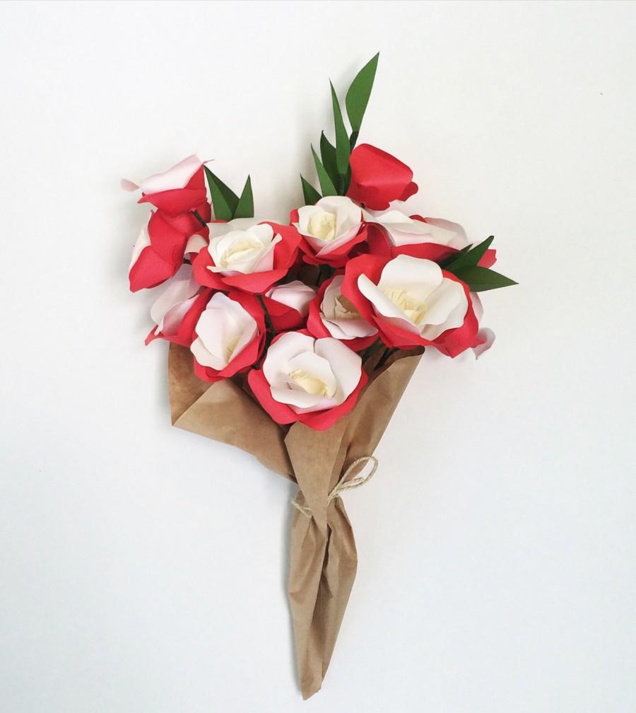 زفاف - paper flower bouquet, wedding flowers, mothers day gift, paper flowers, anniversary gift, red flowers, paper flowers, bridal bouquet