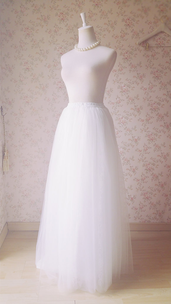 Hochzeit - 2016 White Bridal Skirt Custom Plus Size Lace Tutu Wedding Skirt Floor Length Maxi Bridal Separate Bridal Skirt. Lace Skirt Romantic Summer