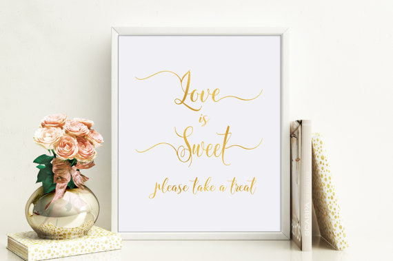 Hochzeit - Love is Sweet Wedding Sign, Dessert Table Sign, Printable Love is Sweet Bridal Shower Sign, Favor Sign for Baby Shower, Instant Download