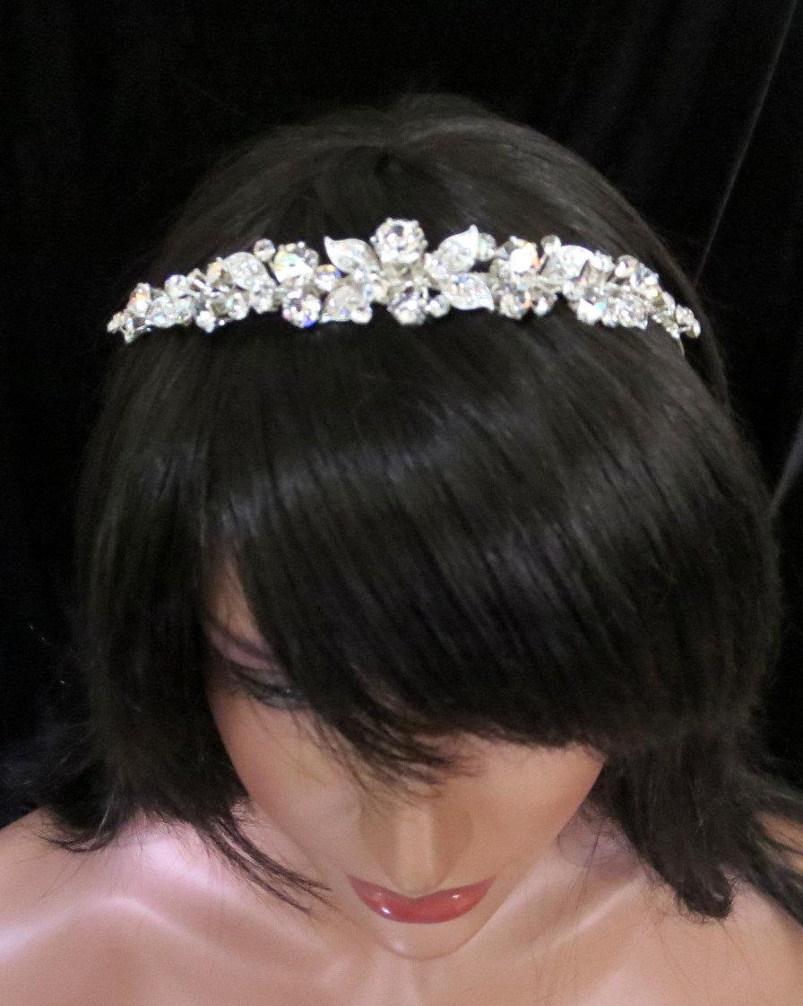 زفاف - Rhinestone Bridal headband, Crystal Bridal headpiece, Bridal tiara, Wedding headpiece, Silver headband, Wedding hair accessory, Hair vine