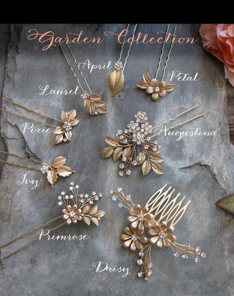 Hochzeit - Gold Leaf Laurel Hair comb, Boho Bridal hair comb, Vintage Bridal haircomb, Bohemian Wedding Gold Hair accessory - 'GARDEN COLLECTION'