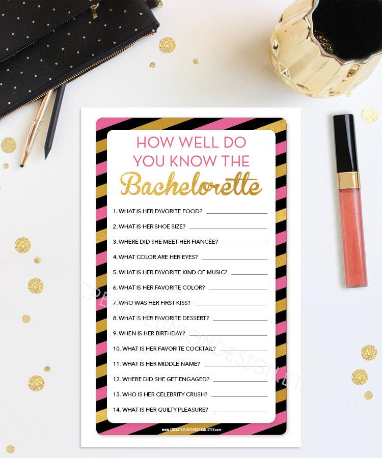 Mariage - Instant Download - How Well Do You Know The Bachelorette - Bachelorette Party Game - DIY - Hen Party - Girls Night Out