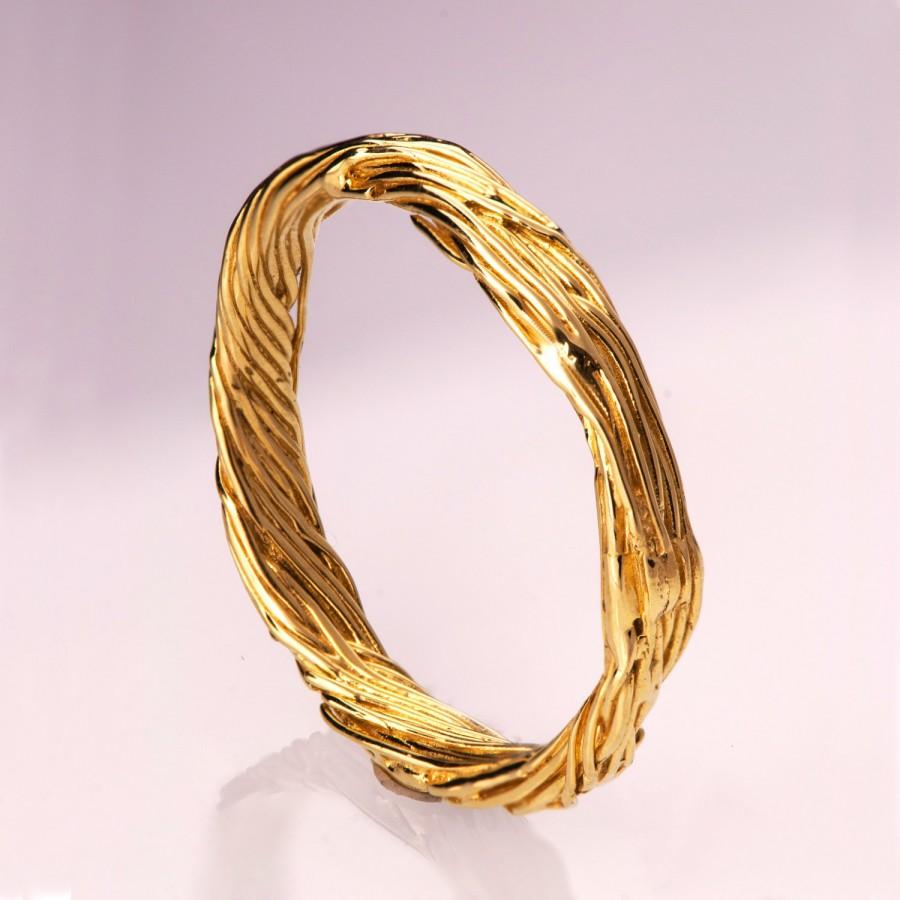 Hochzeit - Twig Ring - 14K Gold Ring, wedding ring, wedding band, leaf ring, filigree, antique, art nouveau, vintage, mens ring, mens band, 5
