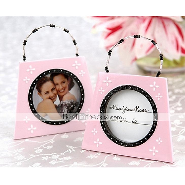 Свадьба - Beter Gifts®Bridesmaids / Bachelorette Wedding décor Pink mini Photo Frame Table Place card holder