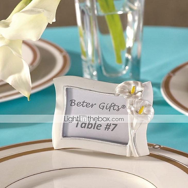 زفاف - Beter Gifts® Bridesmaids / Bachelorette Wedding décor Photo Frame Table Place card holder / Rustic / Silver / Floral