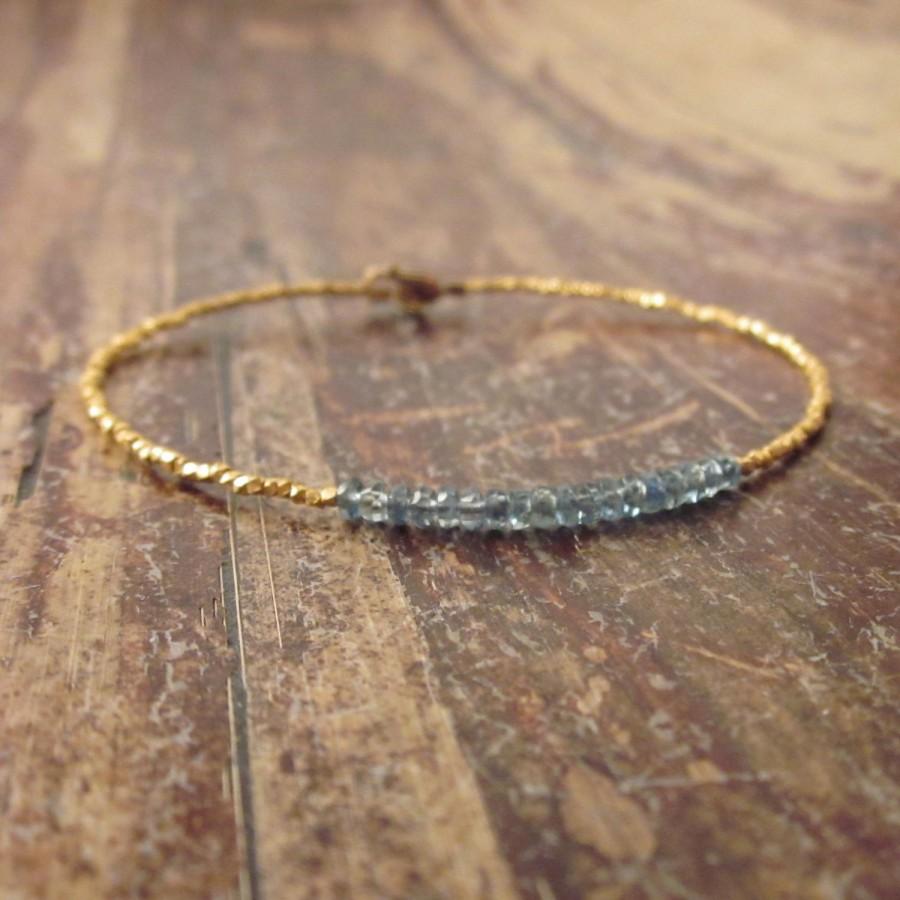 زفاف - Something Blue Bracelet Blue Sapphire Bracelet Gemstone Beaded Bracelets Gold Vermeil Bracelet Wedding Jewelry Bride Gift Womens Gemstone