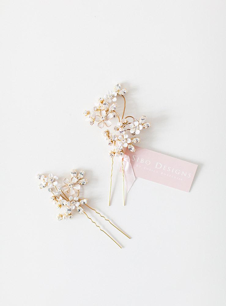 زفاف - Wedding Hair pins, Flower hair pins, Crystal hair pins, Bridal Hair pins, Wedding Hair Accessory - Style 507