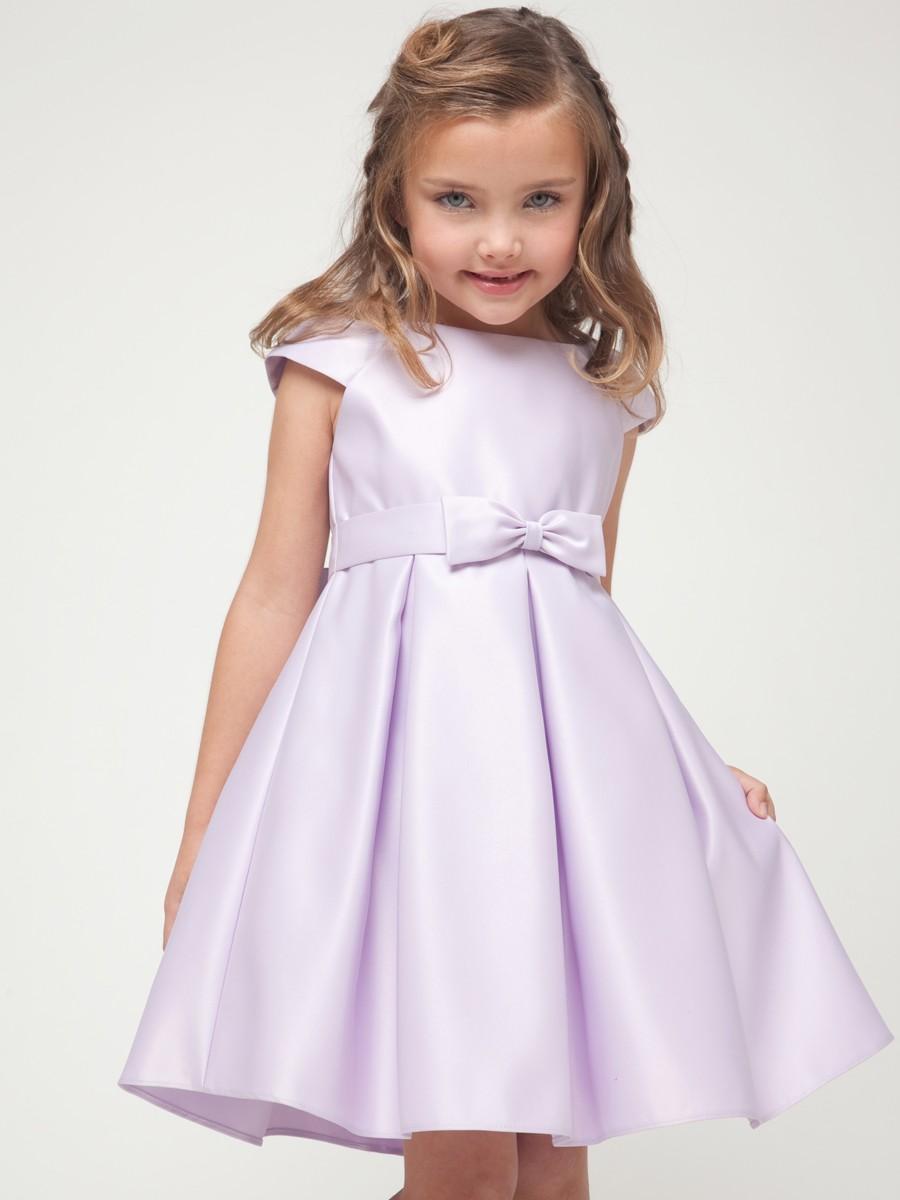 Hochzeit - Lilac Satin Cap Sleeve Dress w/Bow Style: D4080 - Charming Wedding Party Dresses