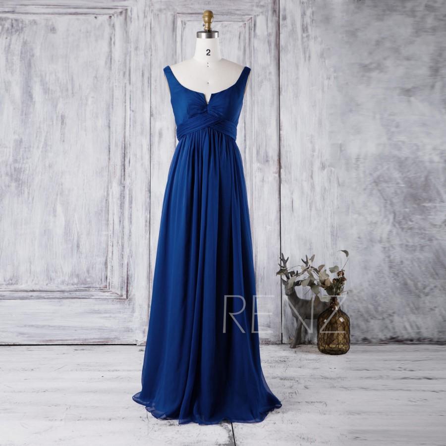 Hochzeit - 2016 Royal Blue Bridesmaid Dress, Scoop Neck Chiffon Wedding Dress, A Line Prom Dress, Women Formal Dress, Low Back Evening Gown (J018)