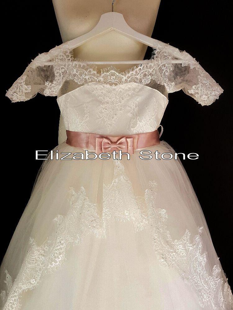 Wedding - Ivory Eyelash Lace Flower Girl Communion  Dress