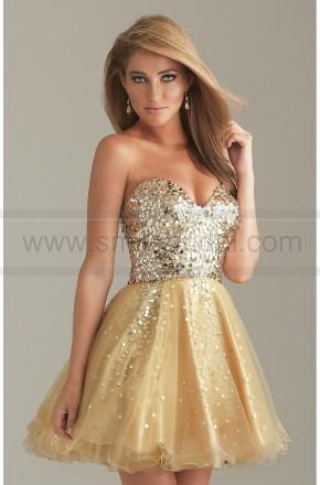 Hochzeit - Short Gold Dress By Night Moves - 2016 New Cocktail Dresses - Party Dresses