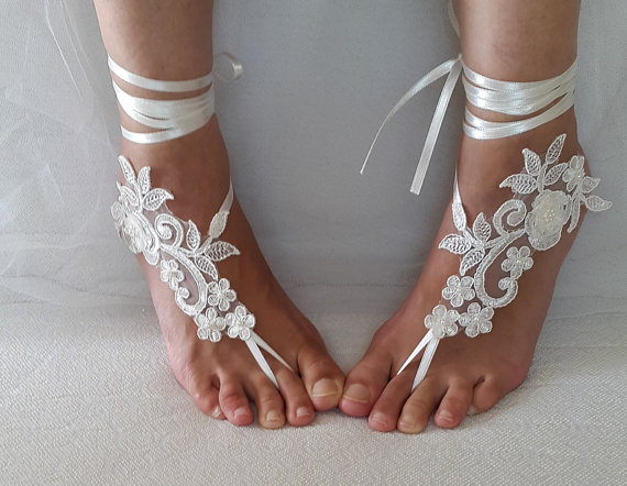Wedding - bridal accessories,ivory, lace, wedding sandals, shoes, free shipping! Anklet, bridal sandals, bridesmaids, wedding gifts.......