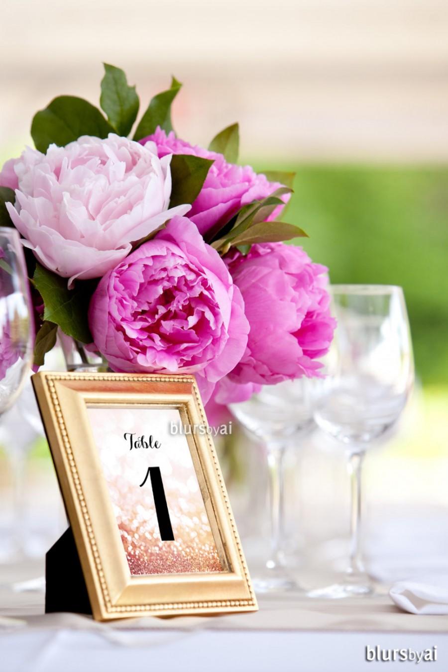 Hochzeit - 4x6" - Printable table numbers 1-40, wedding table numbers, pink & gold wedding, rose gold wedding table numbers, diy decor -wed009 Olivia