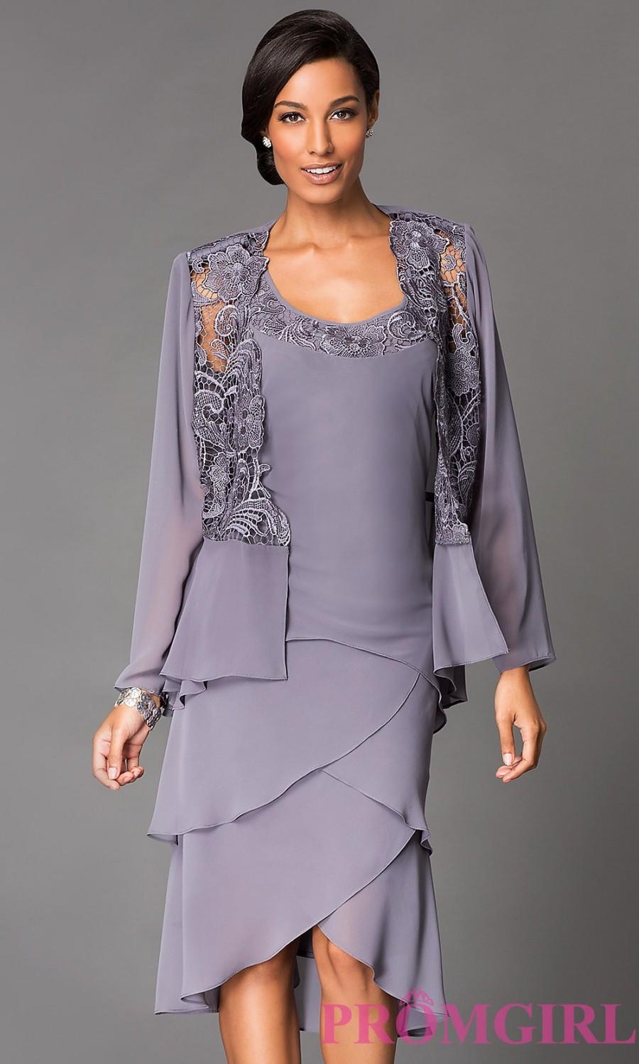Wedding - Knee Length Sleeveless Dress 119114 with Lace Embellishments - Brand Prom Dresses