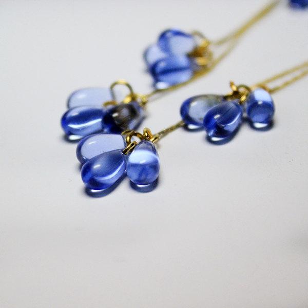 Mariage - cluster cascade blue water drop earrings rain drops gold hook earrings light blue wedding bridal jewelry mom gifts for wife goutte océan пя5