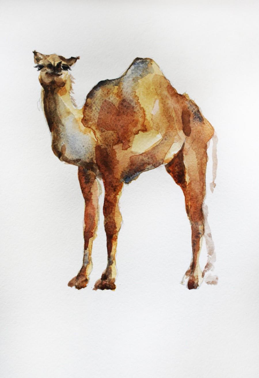 Hochzeit - ORIGINAL Watercolor Camel art Painting camel wall decor watercolor animal Original Animal Art OOAK