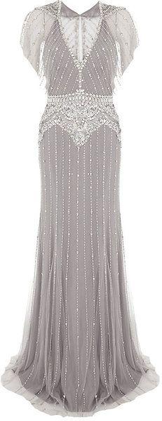Hochzeit - Jenny Packham Gray Embellished Gown