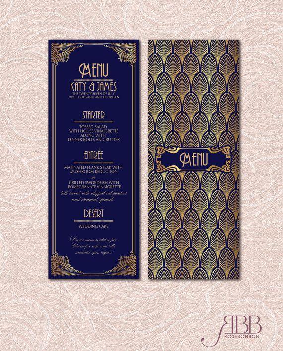 Hochzeit - Art Deco Printable Wedding Table Set - Art Deco Wedding Menu-Wedding Table Numbers-Wedding Place Cards