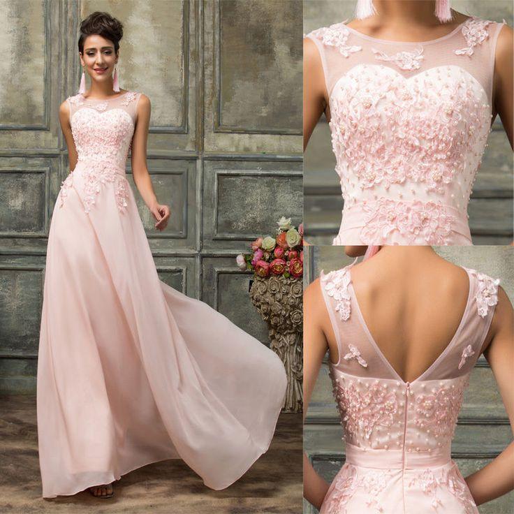 Mariage - Long Lace Applique Beaded Dress