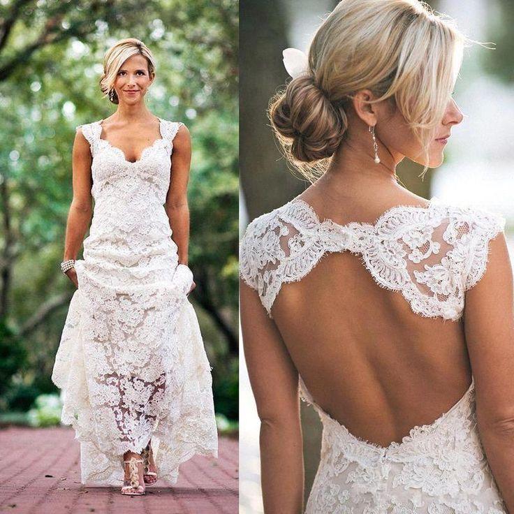 زفاف - Keyhole Back Lace Wedding Dress