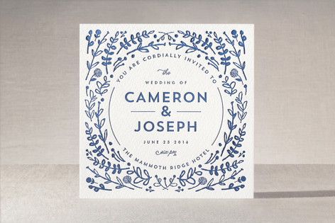 Wedding - Floral Frame Letterpress Wedding Invitation