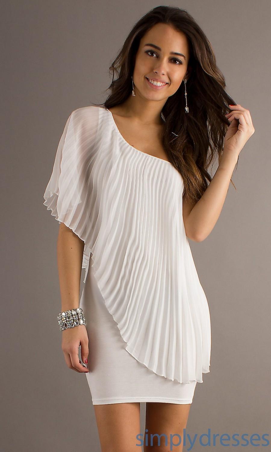 Hochzeit - 2014 Designer Empire Ivory Short Bodice Slim Taffeta Custom One Shoulder Cocktail/party/club Dress - Cheap Discount Evening Gowns