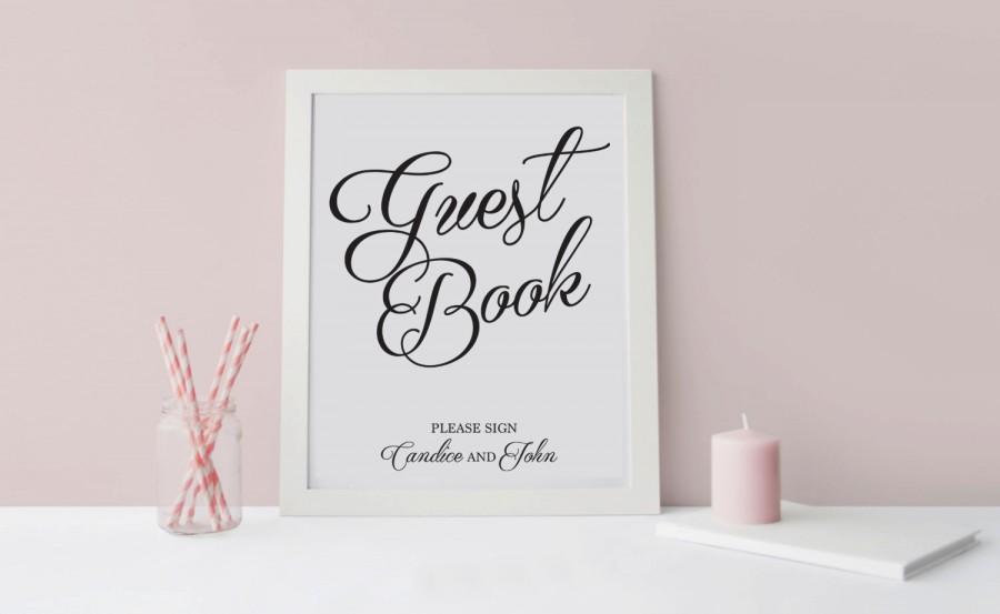 Wedding - ELEGANT Guest Book Sign - Wedding Reception Sign - digital PDF file - You choose colour