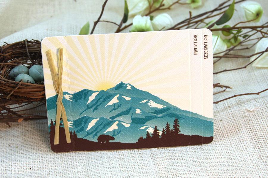 Hochzeit - Denali Alaska Mountains (Teal & Brown) Craftsman Wedding Livret Booklet Invitation: Get Started Deposit