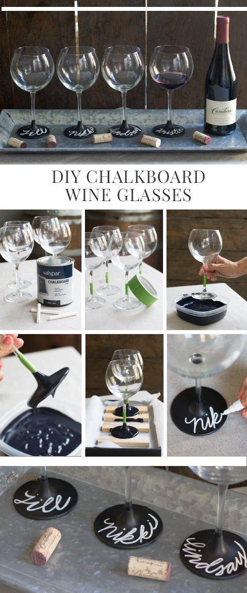 Свадьба - DIY Chalkboard Wine Glasses