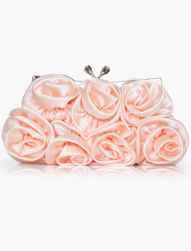 Wedding - Satin Flower Clutch Evening Bag