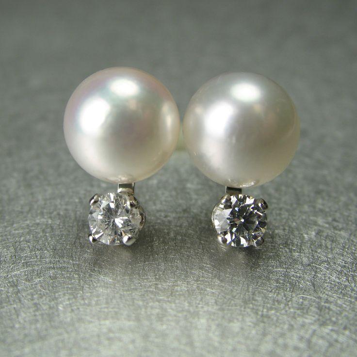 زفاف - Pearl Diamond Satellite Earrings