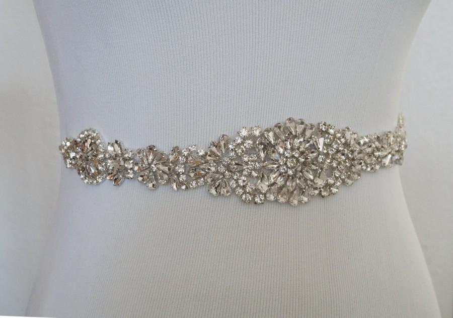 Mariage - Vintage Style Silver Crystal Diamante Rhinestone Belt Sash Bridal Occasion Prom * Any colours *