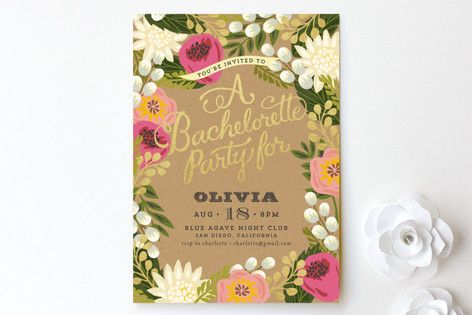 Hochzeit - Floral Canopy Bachelorette Party Invitation
