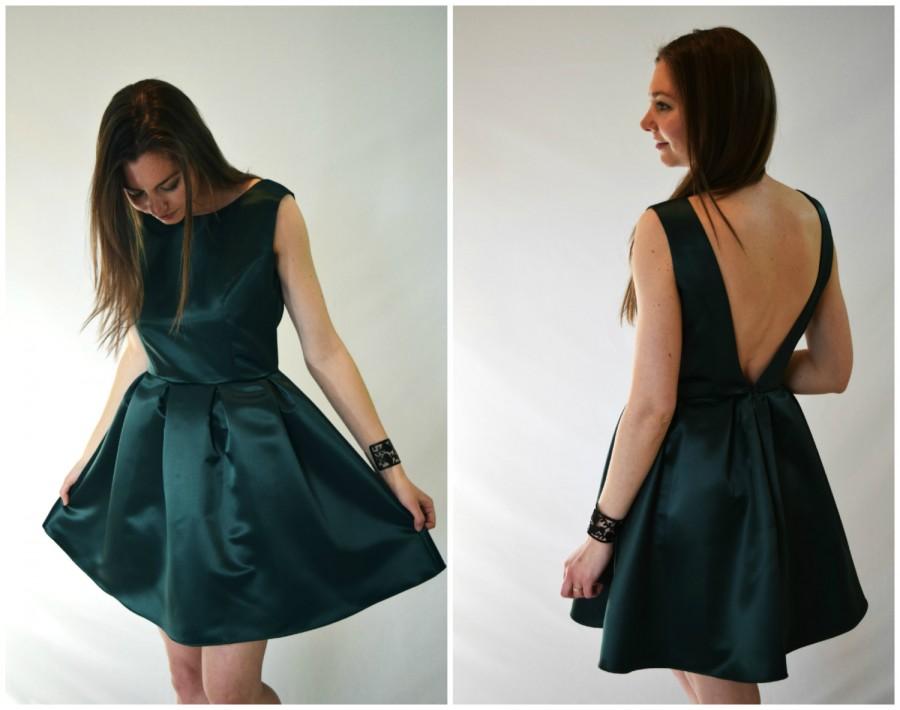 Mariage - Low Back Satin Dress with Box Pleat Skirt - other colors and custom sizing