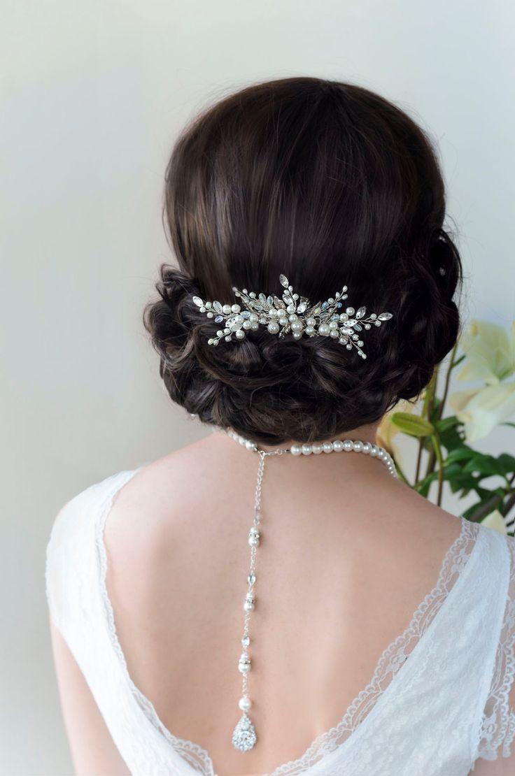 Mariage - Bridal Hair Comb, Pearl Hair Comb, Wedding Hair Comb, Bridal Hair Piece, Silver Leaf Vintage Hair Comb, Bridal Comb, Wedding Comb, Leaf Comb