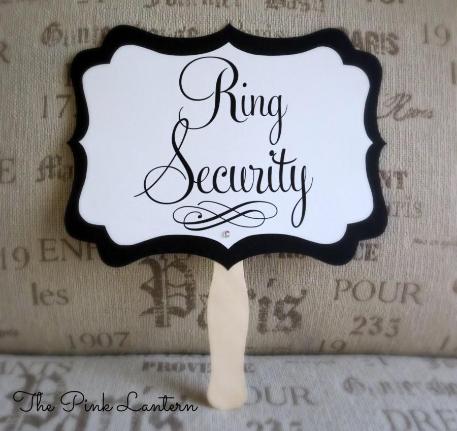 Wedding - Ring Security Sign for Your Ring Bearer - Custom Colors - 3 Size Options  - Ribbon Hanger or Paddle Handle