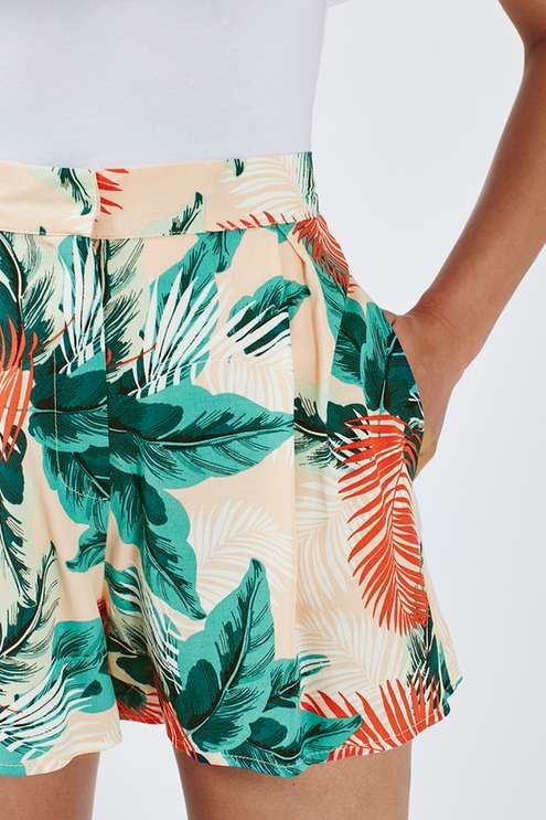 Mariage - Blush Palm Print Shorts - Shorts - Clothing