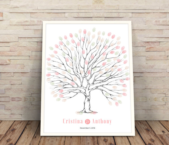 Hochzeit - Printable wedding Tree, wedding tree printable, hand drawn Wedding Tree, fingerprint tree, Wedding Guest Book, Wedding Trees, wedding
