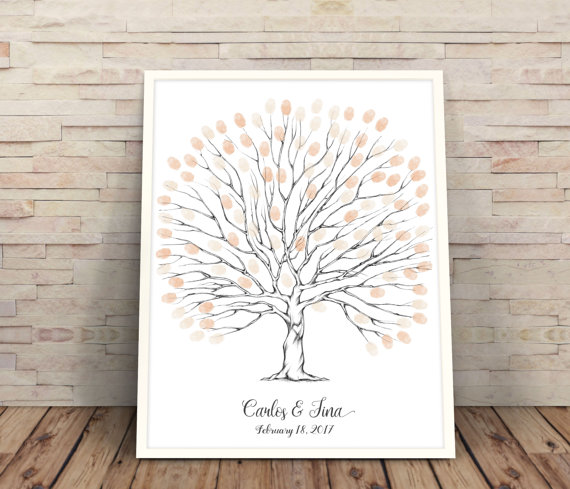 Wedding - Finger print trees, wedding guest book, personalised wedding gift, wedding tree printable, parents wedding gift, customised wedding present