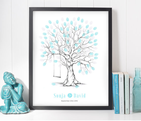 Mariage - wedding tree guest book, finger print tree with swing, wedding tree printable, wedding tree, wedding guest book, wedding tree swing, decor