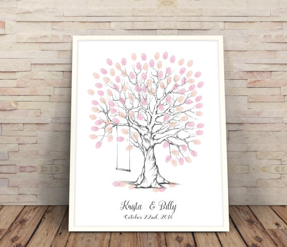 Hochzeit - Finger print trees, wedding gift ideas, customised wedding gift, personalised wedding gift, wedding tree printable, wedding tree swing