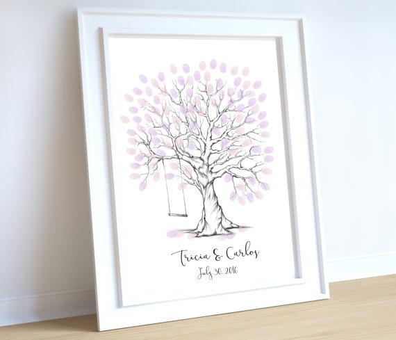 Mariage - wedding tree guest book, finger print tree with swing, wedding tree printable, wedding tree, wedding guest book, wedding tree swing, romance