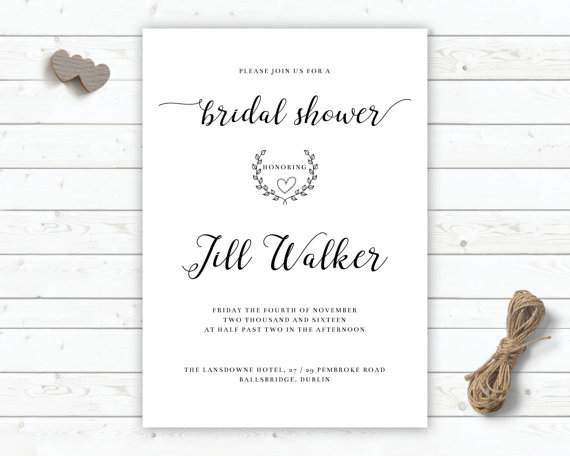Свадьба - Classic Bridal Shower Invitation, DIY printable, personalised bridal shower invitation, Modern Bride marriage stationary photograph