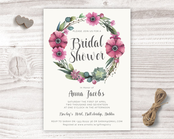 Hochzeit - Bridal Shower printable, Invitation DIY printable personalised customisable digital instant print, Modern Bride Getting Married