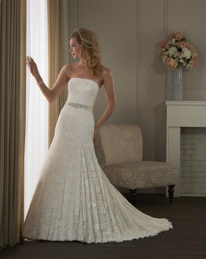 زفاف - Bonny Classic 400 Lace Fit and Flare Wedding Dress - Crazy Sale Bridal Dresses