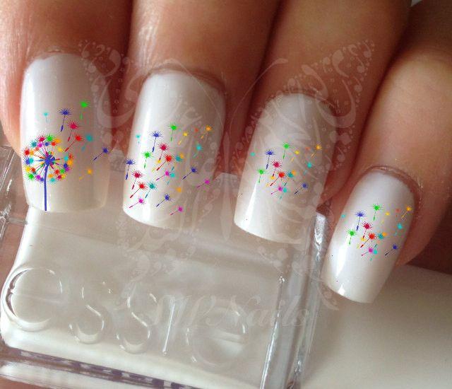 Mariage - Nail Art Rainbow Dandelion Nail Water Decals Transfers Wraps