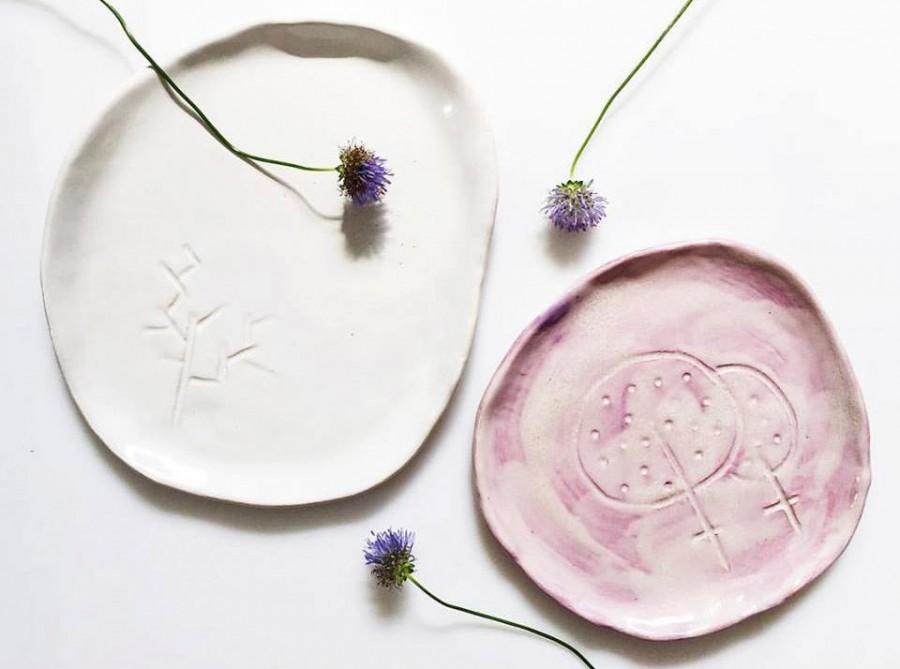 Свадьба - Snack Plates set Ceramic Pottery plates Simple Modern Ceramics ready to ship