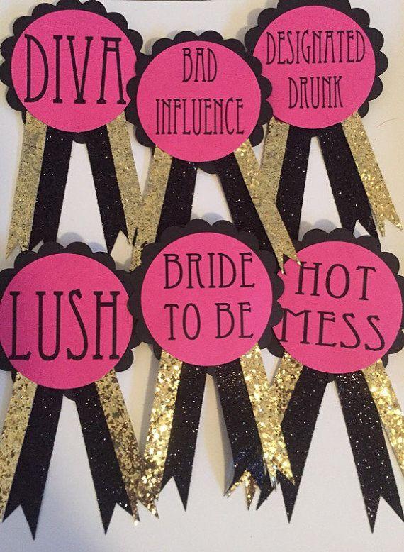 Wedding - RUSH ORDER Bachelorette Party Pins, Name Tags, Bridal Party Pins, Birthday Party Pins CUSTOM Pin